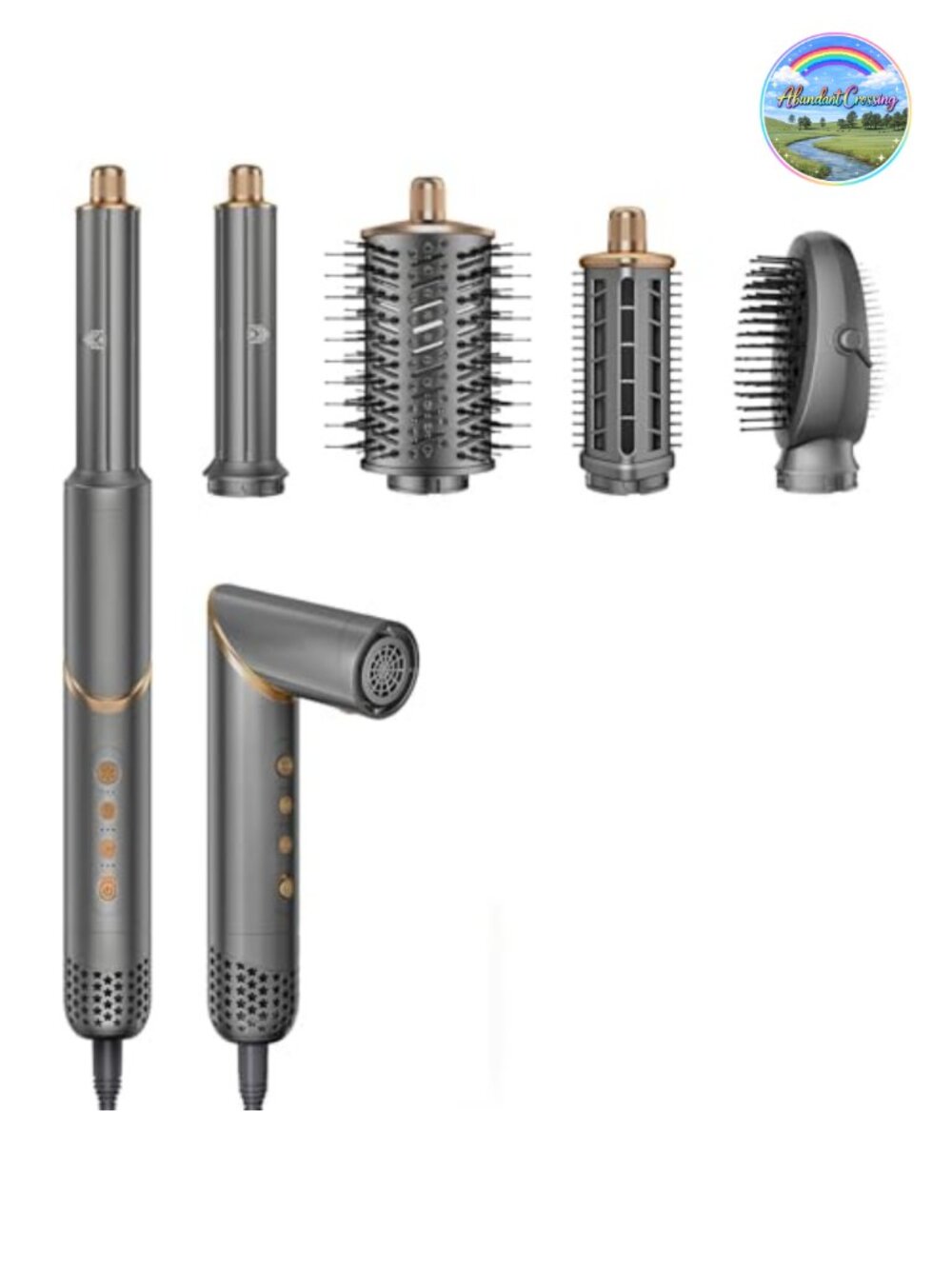 5 in 1 Hair Styler & Wrap Air Curler, 1400W High-Speed Hot Air Brush, Titanium